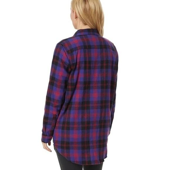 L.L. Bean Womens Flannel Shirt Relaxed Fit XL Purple blue Oversized Cabincore - Picture 3 of 10